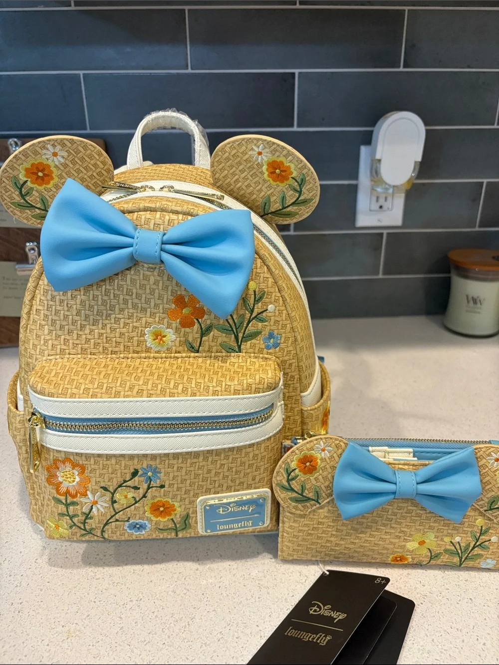Loungefly Woven Floral Mini Backpack and Wallet Set NWT